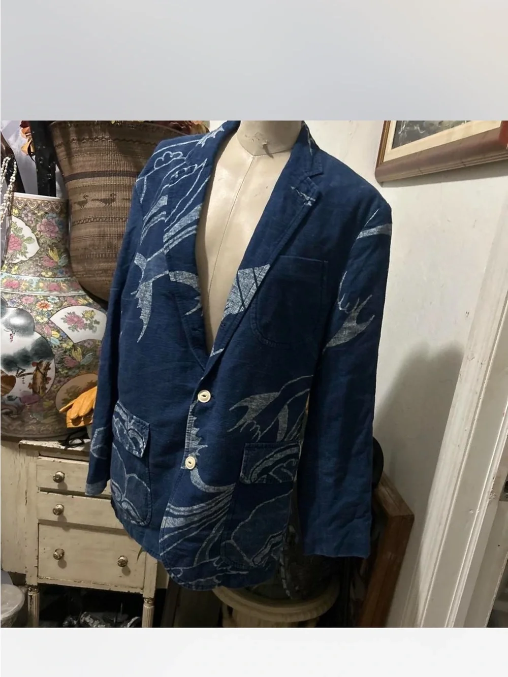 Polo by Ralph Lauren  vintage Navy and Light Gray Patterned Blazer